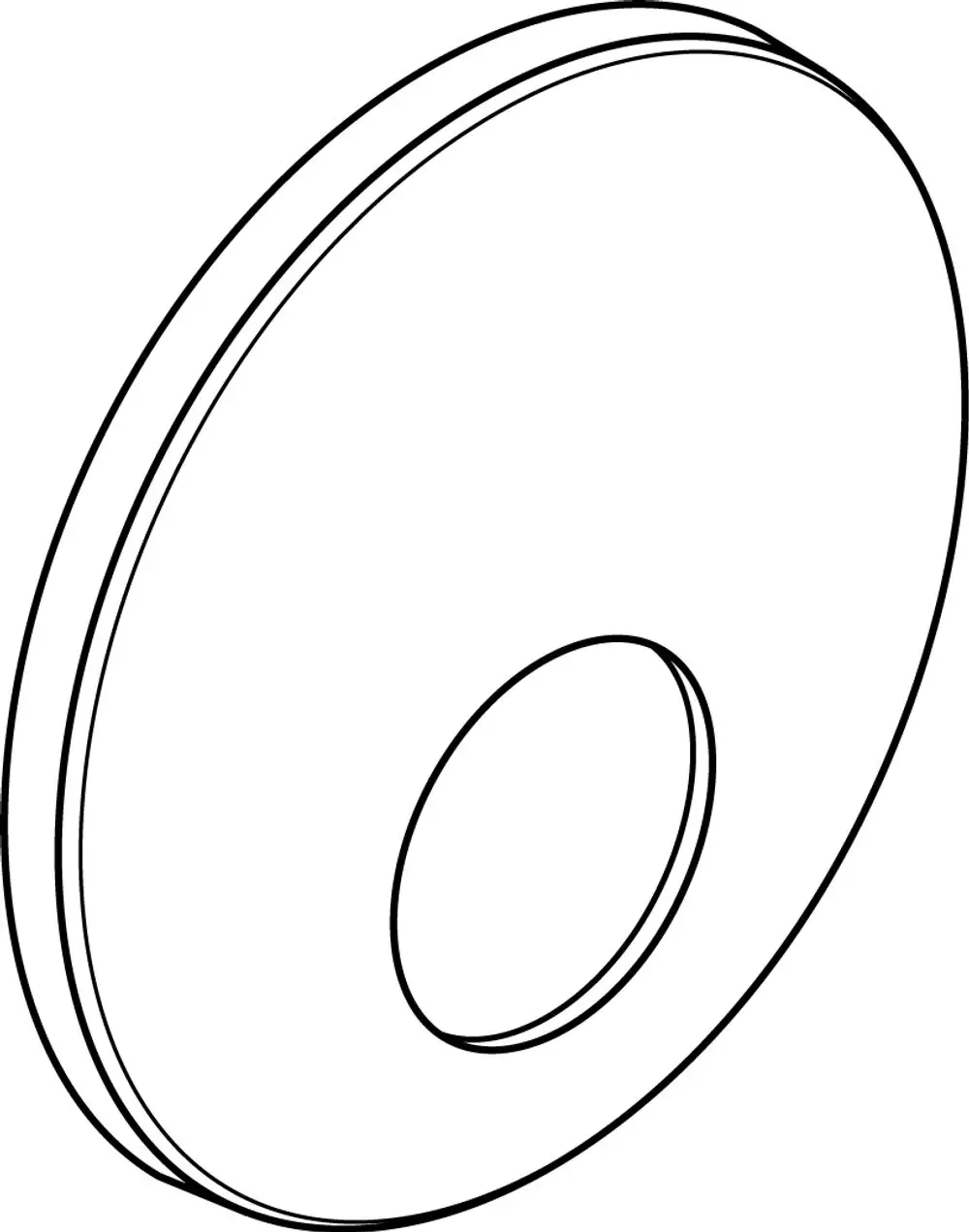 Runde Chrom-Rosette von Ideal Standard mit zentralem Loch und schmalem Rand. Minimalistisches Design, geeignet für verschiedene Oberflächen.